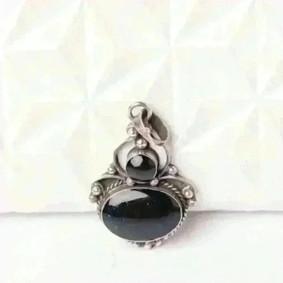 Goth Gorgeous Black Onyx sterling silver Pendant NWT - Picture 6 of 10